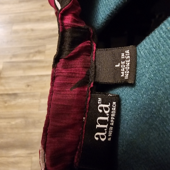 ANA (A New Approach) Size L vintage Chiffon Square Neck Elasticized Waist Blouse - Picture 4 of 8